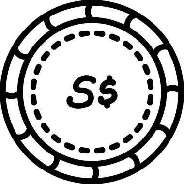 Kumarhane çipi vektör simgesi. biçim düz çizgi simgesi, siyah renk, beyaz arkaplan