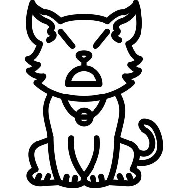 Şirin kedi ikonu. Tasarımınız için beyaz üzerine izole edilmiş kedi vektör simgesi