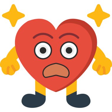 Büyük gözleri olan bir kalbin çizgi film karakteri.