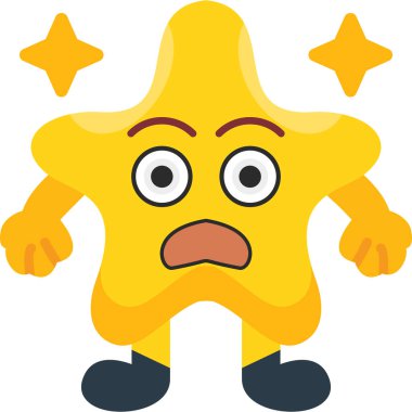 İfadesi, vektörü, renk çizimi olan sevimli yıldız