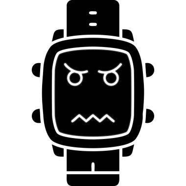 kızgın robot simgesi, vektör çizimi beyaz arkaplanda izole edildi