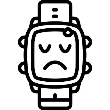 Üzücü bir ifade gösteren bir robotun karikatür çizimi