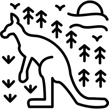 kanguru hayvan vahşi yaşam ikonu ana hatlarıyla