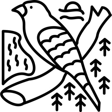 çam ağacı gravür çizimi