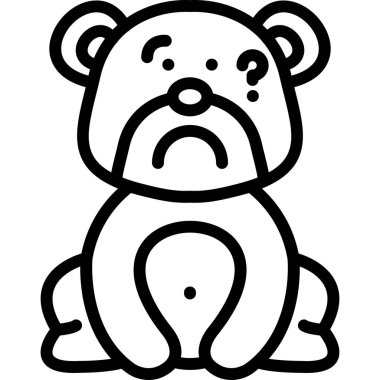 Mutlu bir sürpriz ifadesi olan küçük bir çizgi film ayısı.