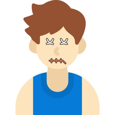 Ağzı kapalı çocuk, illüstrasyon, vektör, beyaz arka planda izole.