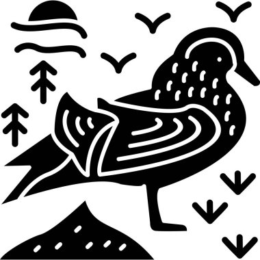 Kuş kuşu vahşi ikonu dış hat tarzında