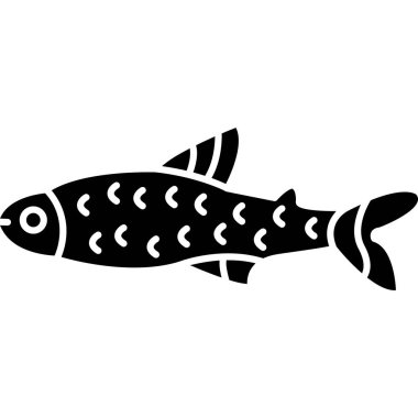 Siyah balık simgesi. Vektör çizim.