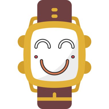 Mutlu alarmlı saatin düz renk çizgi filmi