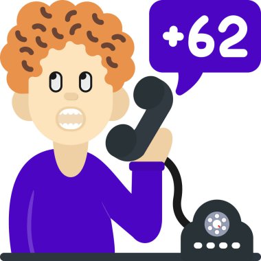 Telefonun numarası olan 9717 'yi arayın. Mikrofonu olan bir çocuk, illüstrasyon, vektör illüstrasyonu.