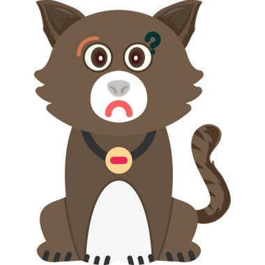 Büyük gözleri olan üzgün bir kedi. vektör illüstrasyonu.