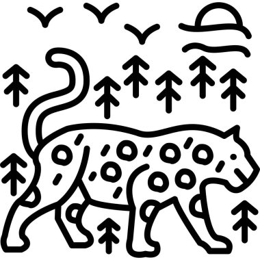 Hayvan vahşi yaşam orman ikonu ana hatlarıyla