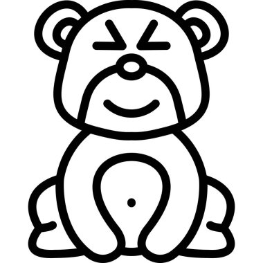 Büyük gözleri ve kapalı gözleriyle sevimli ve sevimli çizgi film ayısı, vektör çizimi.