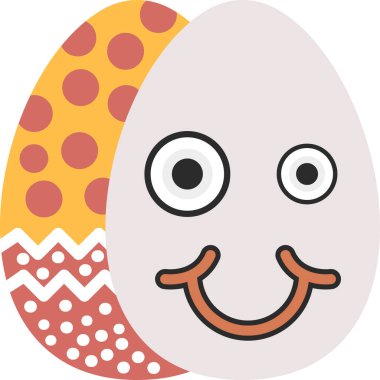 Paskalya yumurtası. Yüzü gülümseyen, renkli bir vektör çizimi.