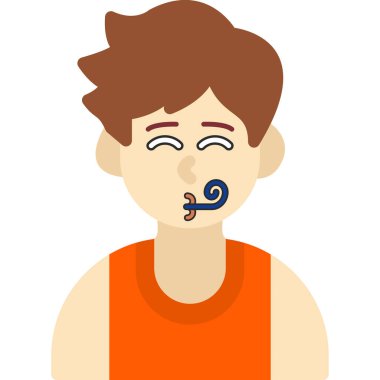 Ağızlı genç adam çizgi film vektör çizim grafik tasarımı