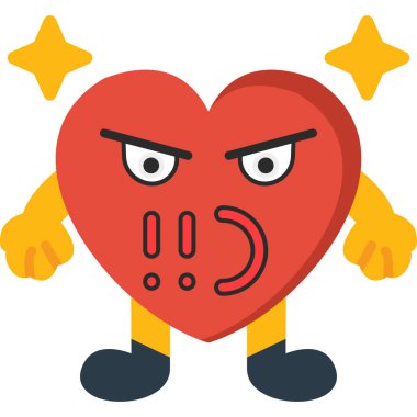 Kızgın ifade vektör illüstrasyonlu kalp karakteri