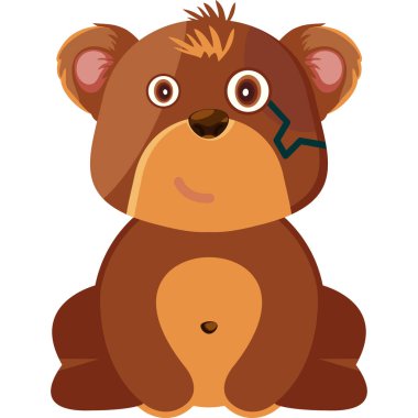 Kahverengi gözlü sevimli çizgi film ayısı. vektör illüstrasyonu