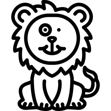 Tatlı aslan, beyaz arkaplanda basit vektör çizimi