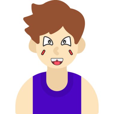 Yüz ifadesi olan genç adam karakter vektör çizimi tasarımı