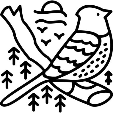 Yapraktan bir çelenk ile kuşun ahşap çizimi