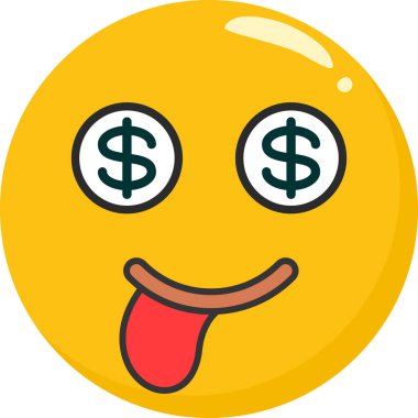 Düz stilde emoji dolar simgesi