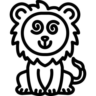 Büyük gözlü bir aslanın karikatür çizimi..