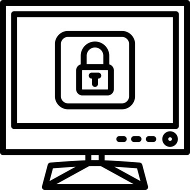 İnternet güvenlik kilidi simgesi ana hat biçiminde