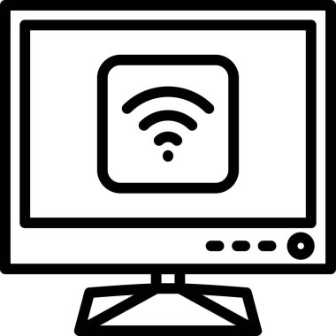 Bilgisayar monitörü simgesi. Web için basit bilgisayar vektör simgeleri çizimi