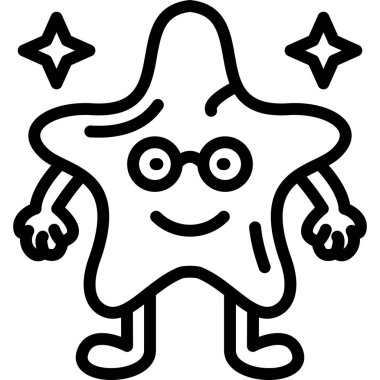 Mutlu görünen bir denizyıldızının karikatür çizimi.