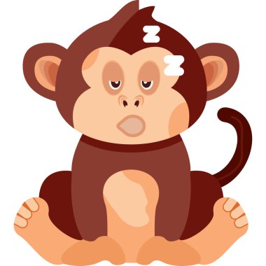 Uyuyan maymun çizgi film karakteri, vektör çizimi