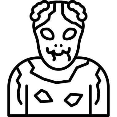 Zombi simgesi vektörü, çizgi tasarımı illüstrasyonu