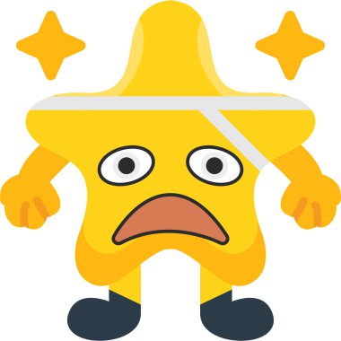 Kızgın yüzü, renk vektörü veya renk çizimi olan sarı bir yıldız.