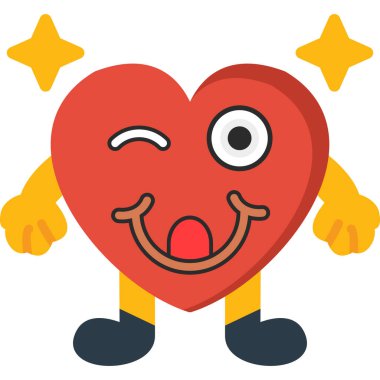 Mutlu çizgi film karakteri. Bir kalbin vektör illüstrasyonu.