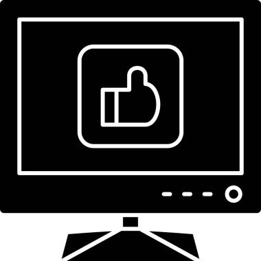 Baş parmakları yukarı işareti olan bilgisayar ekranı. vektör illüstrasyonu