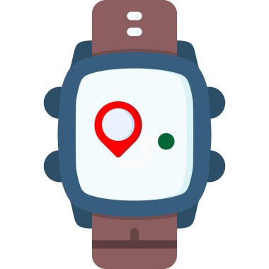 Harita broşlu akıllı saat. vektör illüstrasyonu