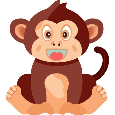 Küçük şirin çizgi film maymunu. Beyaz arka planda izole edilmiş. vektör illüstrasyonu