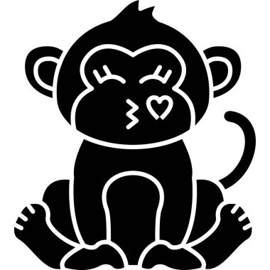 maymun ağ simgesi, basit vektör illüstrasyonu