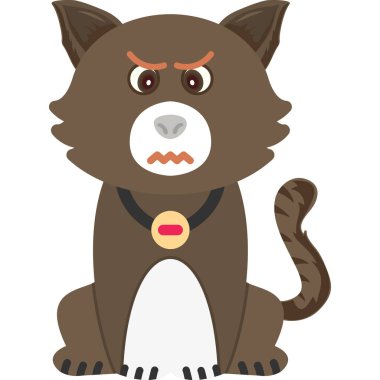 Vektör karikatür çizimi üzgün ifadeye kızgın kedi. beyaz arkaplanda izole.