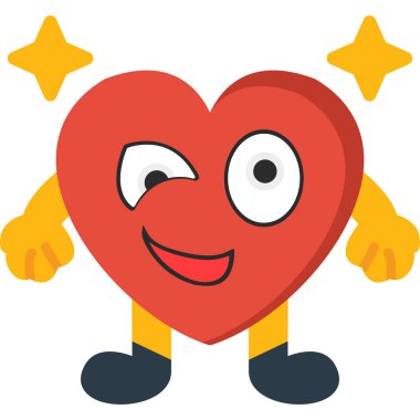 Büyük kırmızı gülüşlü bir kalbin çizgi film karakteri.