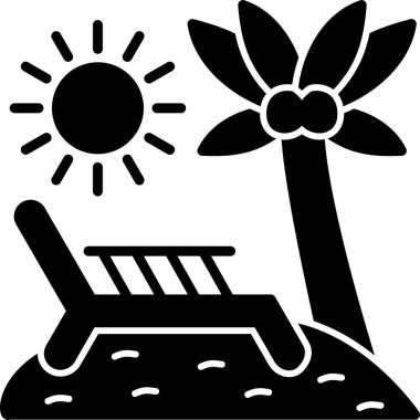 Güneş ve sahil ikonu. vektör illüstrasyonu