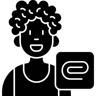 Akıllı telefon ikonu olan kadın. Basit tasarım