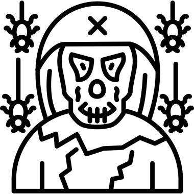 kafatası ile kemik simgesi, cadılar bayramı bağlantılı vektör illüstrasyonu