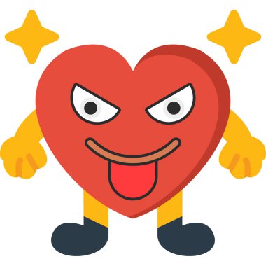 kalp emoticon karikatür ikon vektör çizim tasarımı