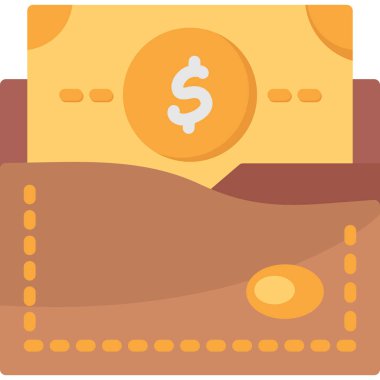 Cüzdan para dolar simgesi düz stil