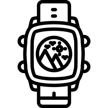 Akıllı Seç simgesi. Beyaz arkaplanda izole edilmiş web tasarımı için smartwatch vektör simgesinin özet çizimi