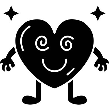 Mutlu yüzlü bir kalbin çizgi film çizimi.