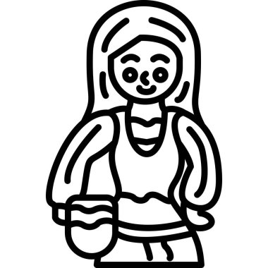 Kışlık kıyafet vektör çizim tasarımlı kadın avatarı