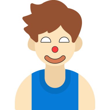 Kırmızı gözlü yakışıklı palyaço çocuk, vektör, illüstrasyon