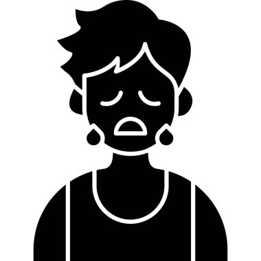 Üzgün kadın simgesi, basit stil