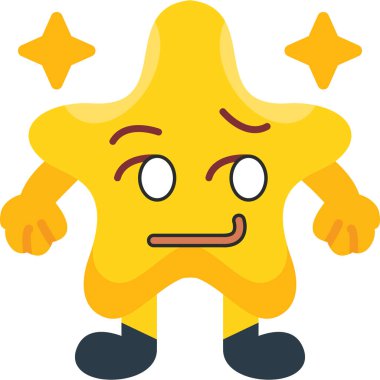 Büyük sarı bir yıldızın sevimli çizgi film karakteri